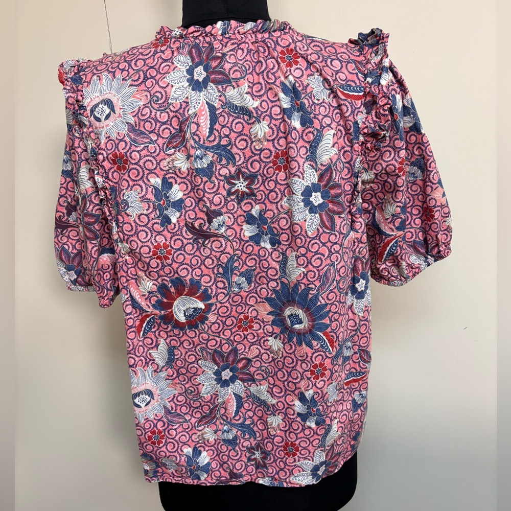 Loft Floral Ruffle & Button Top - Picture 3 of 7
